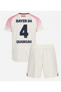 Bayer Leverkusen Jarell Quansah #4 Jalkapallovaatteet Lasten Vieraspeliasu 2025-26 Lyhythihainen (+ Lyhyet housut)